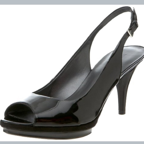 nine west black open toe heels